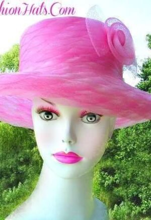 Women's Pink Kentucky Derby Oaks Racing Hat, Pink Dress Hats For Weddings, Pink Church Hats, Hats For Formals, Bridal Couture Millinery Headwear Custom Hats