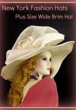Ladies Ivory Wide Brim Kentucky Derby Hat, Pearl Sequin Flower Straw Hat For Women, Ladies Church Hats, Bridal Couture Formal Hats Woman, Dress Hats For Women