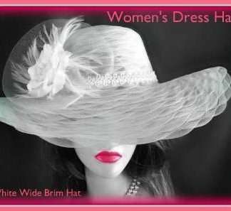Ladies White Bridal Wedding Church Hat, Custom Hats With Roses, Dress Hats For Women, Designer Hats, Fashion Hats, Mother Of The Bride Hats, Kentucky Derby Hat