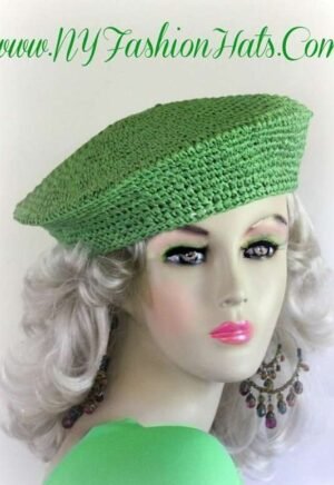 Lime Green Spring Summer Fall Straw Beret Cap Ladies Hats Berets 774B