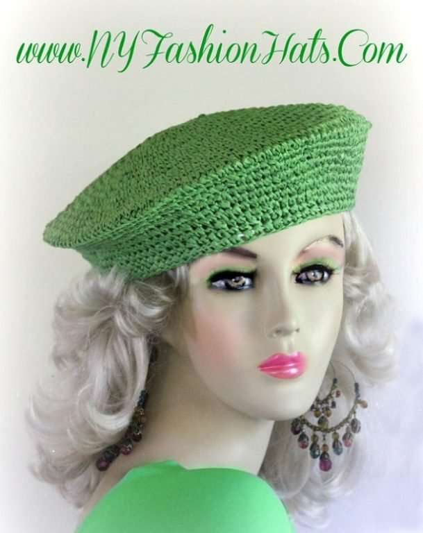 Lime Green Spring Summer Fall Straw Beret Cap Ladies Hats Berets 774B ...