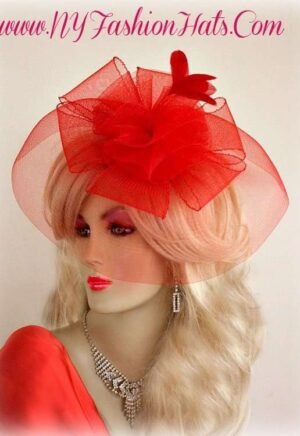 Ladies Red Mint Green White Cocktail Hat Wedding Bridal Headpiece QC90