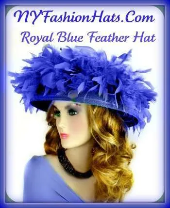 Royal Blue Designer Fashion Church Hat Hats, Hats For Wedding Guests, Brides Bridal Couture Hats Headpieces, Ladies Derby Hats, Custom Hats Millinery Headwear Apparel Dress