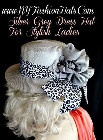 Silver Grey Casual Or Dress Designer Hat With A Black And White Sash - Image 2