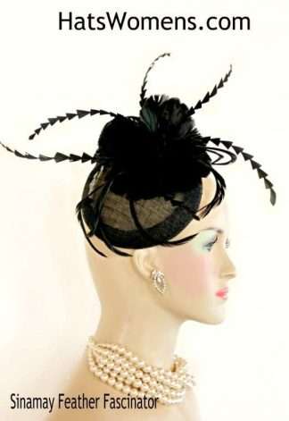 Ladies Black Sinamay Straw Weddng Fascinator Feathers, Women's Black Cocktail Hats, Hats For Funerals, Kentucky Derby Hats, Dubai World Cup Hats, Melbourne Cup Fascinators Hats, Royal Ascot Hats, Church Hats