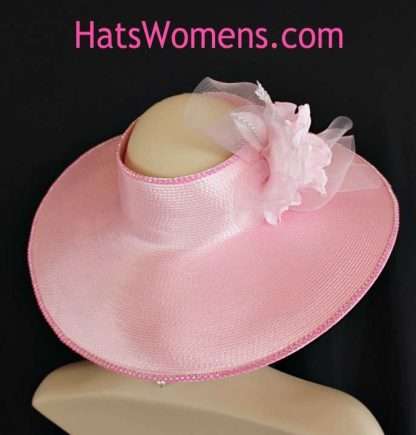 Kentucky Derby Hats, Couture Crownless Wedding Bridal Hats, Wide Brim Church Hats Roses Rhinestones, Special Occasion Sun Hats Millinery Custom Headpiece