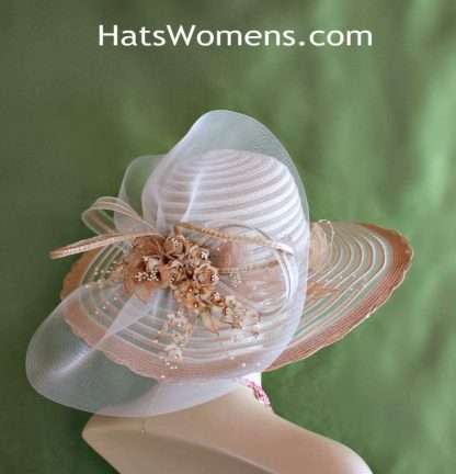 Kentucky Derby Hats, Beige Ivory Sheer Wide Brim Mother Of The Bride Hats, Spring Fashion Hats For Women, Brides Weddings Couture Headpiece Millinery Headwear