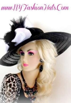Women's Black White Kentucky Derby Hat