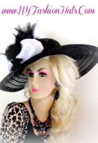 Women's Black White Kentucky Derby Hat