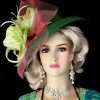 Ladies Emerald Lime Green Pink Couture Designer Church Wedding Fashion Hat