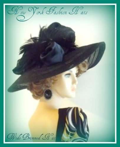 Women's Black Kentucky Derby Hats, Hats For Weddings Funerals Formals Dress