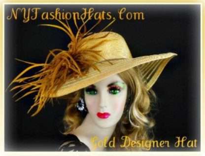 Ladies Formal Antique Gold Custom Bridal Formal Church Hat, Women's Hats