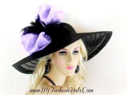 Women Black Pink Wide Brim Designer Hat, Dress Church Wedding Hat, Customize This Hat 487u - Image 11
