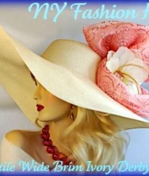 Women's Formal Ivory Coral Designer Wide Brim Fashion Hat For Weddings Church And Dress Up Affairs