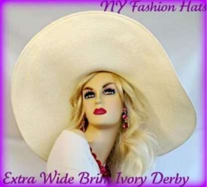 Ladies Dressy Ivory Big Wide Brimmed Dress Hat For Special Occasions And The Kentucky Derby