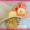 Women's Fashionable Ivory Coral Wide Brim Hat For Weddings Brides Races And Church