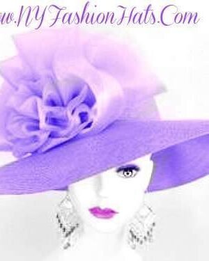 Women's Lavender Purple Big Bow Designer Fashion Hat, Church Weding Hats