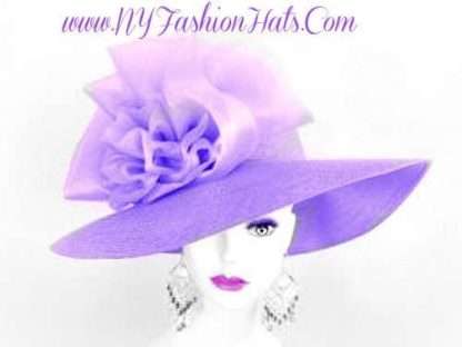 Women's Lavender Purple Big Bow Designer Fashion Hat, Church Weding Hats