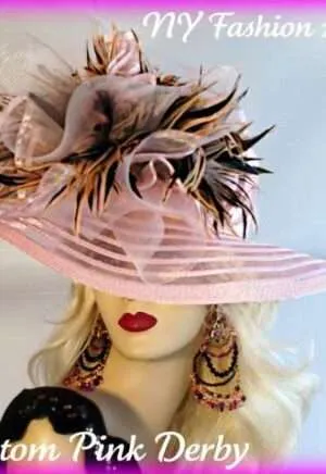Women's Dressy Stylish Pink Brown Fashion Wedding Hat, Church Derby Hats