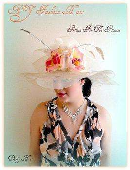 Ivory Rose Fashion Designer Hat Dressy Formal Ladies Hats 2EVJ