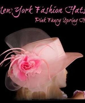 Pink Red Small Brim Ladies Designer Hat With Roses Dress Hats 4DEJ