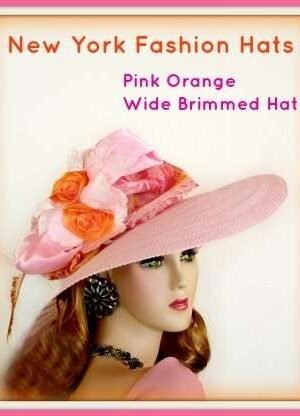Ladies Pink Wide Brimmed Designer Kentucky Derby Hat, Womans Hats