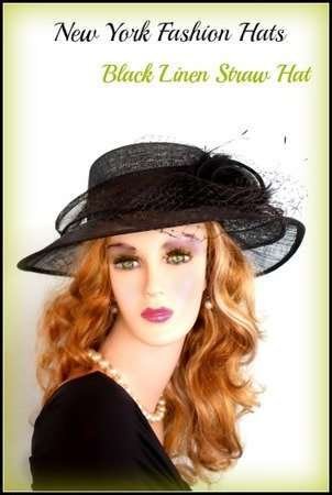 Black Or Ivory Straw Designer Hat For Spring Or Summer Time 7KGJ