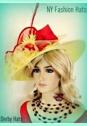 Ladies Yellow And Red Designer Fashion Hat Wide Brim Hats 3JZV