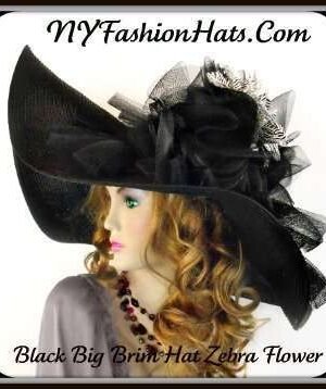 Black White Wide Brim Zebra Church Hat Ladies Designer Hats RE23
