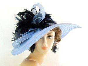 Blue Black Fashion Designer Dressy Hat Formal Ladies Hats 7CUR