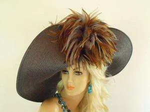 Brown Taupe Grey Tan Special Occasion Designer Ladies Hat 4MNP
