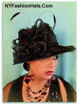 Ladies Black Designer Fashion Hat Special Occasion Tea Hats YBG3