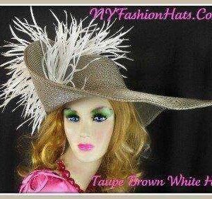 Grey Taupe Brown White Brim Fashion Hat Ladies Designer Hats 7BUQ