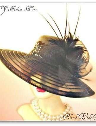 Ladies Black Dress Designer Fashion Hat Formal Hats For Women 5HB9