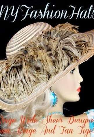 Beige Tan Brown Ivory Designer Kentucky Derby Hat U90 NY Fashion Hats