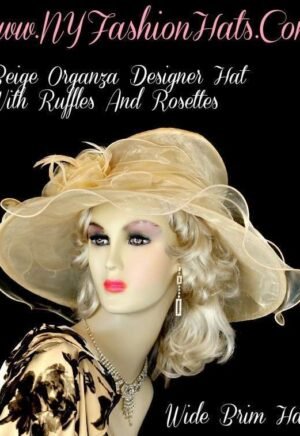 Ladies Beige Or Black Organza Church Wedding Hat Designer Fashion Hats
