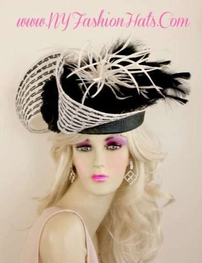 Black And White Shaped Designer Special Occasion Hat For Women 21 Hats