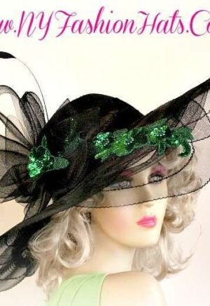 Kentucky Derby Hats Black Kelly Green Designer Hat NY Fashion Hats
