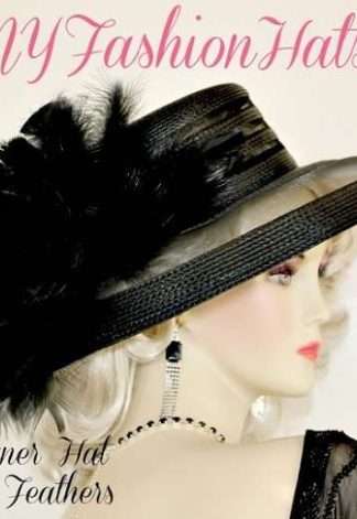 Ladies Black Designer Kentucky Derby Hat With Feathers NY Fashion Hats