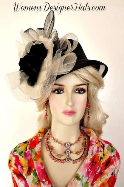 Ladies Black Ivory Special Occasion Wedding Hat, Women's Designer Hats