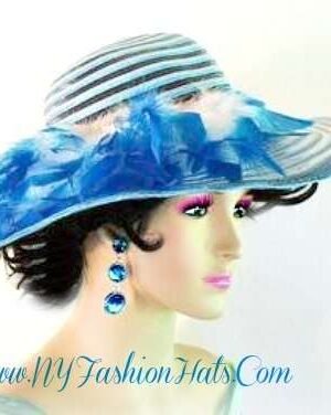 Blue Ivory White Black Ladies Designer Church Hat Wedding Hats 4NJQ