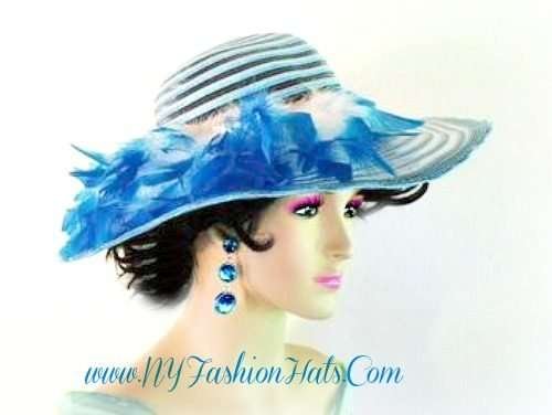 Blue Ivory White Black Ladies Designer Church Hat Wedding Hats 4NJQ