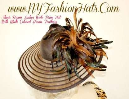 Brown Kentucky Derby Hat With Feathers, Dress Hats, NY Fashion Hats