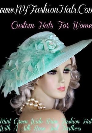 Ladies Custom Mint Green Designer Church Dress Hat, NY Fashion Hats