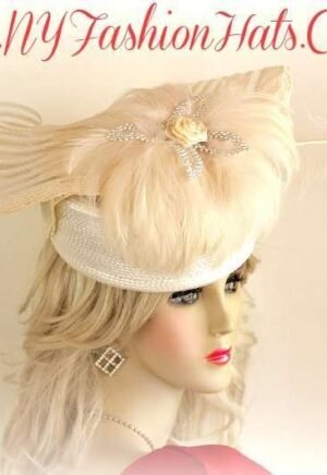 Ivory Beige Ladies Pillbox Dressy Designer Fashion Hat Custom Hats