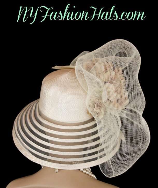 Women's Dramatic Fashion Runway Ivory Beige Big Bow Designer Special Occasion Hat, Woman's Millinery