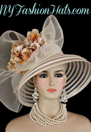 Ivory Beige Wedding Bridal Church Hat Women's Designer Fashion Hats 3M9Q