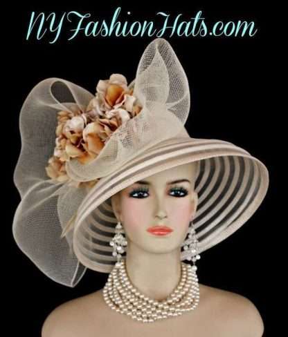 Ivory Beige Wedding Bridal Church Hat Women's Designer Fashion Hats 3M9Q