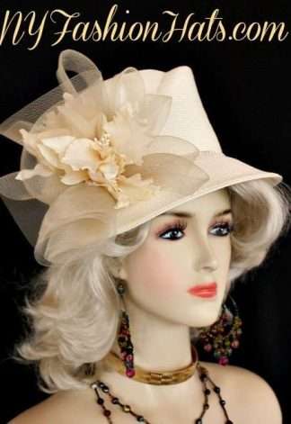 Ladies Ivory Bridal Wedding Formal Church Hat Horse Race Designer Hats