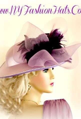 Ladies Lavender Purple Satin Wedding Dress Hat